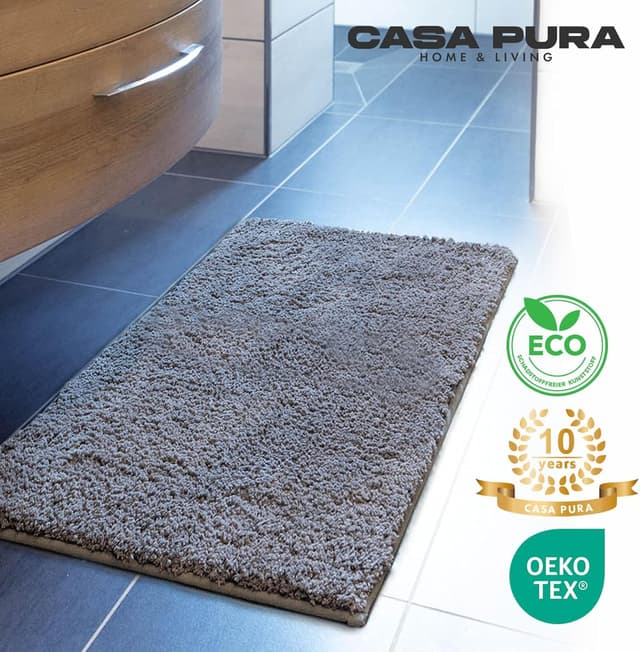 Thumbnail 6 de casa pura „Sky Soft“ Badematte grau – weicher, flauschiger Badvorleger (70 x 120 cm) rutschfest & waschbar