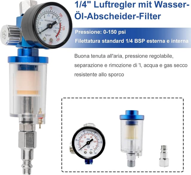 Detalle 2 de BENTOHKLE Pistola a spruzzo HVLP con 10 tazze usa e getta da 650 ml e 4 ugelli (1,4 / 1,7 / 2,0 / 2,5 mm)