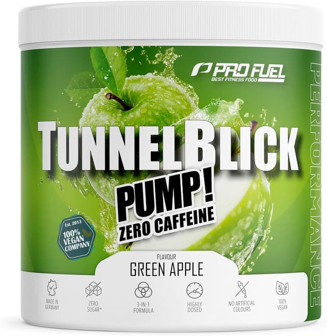 Detalle de Pump Booster³ ohne Koffein (Green Apple, 440 g) – koffeinfrei Pre-Workout Booster mit Citullin, Arginin & Fokus
