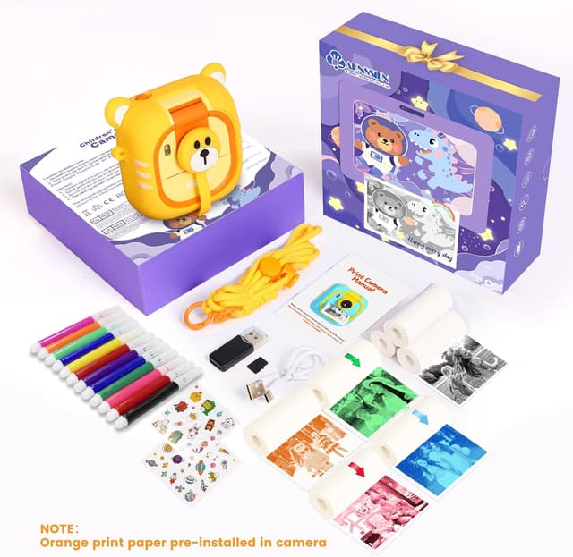 Thumbnail 6 de ARNSSIEN Macchina Fotografica Bambini istantanea con obiettivo 180° e schermo 2,4