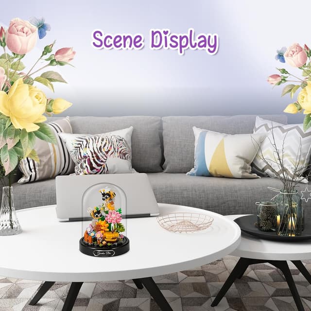 Detalle de Mini Animals Flower Building Set (588 pcs) – Butterflies, Bees & Flowers Blocks with Transparent Cover