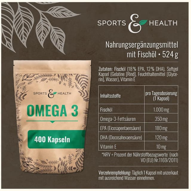 Detalle 2 de Omega 3 Kapseln Hochdosiert 400 Stk.