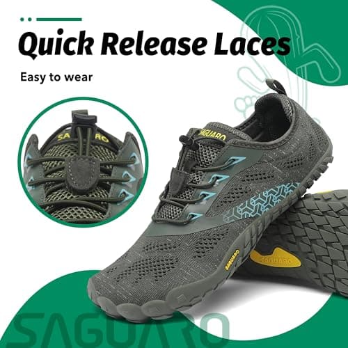 Detalle de SAGUARO Barefoot minimalistas de entrenamiento unisex (verde) para trail running, trekking y agua