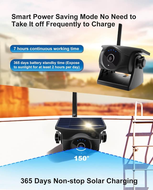 Detalle 2 de STONVUE 1080P Solar Wireless Reverse Camera 365-day standby