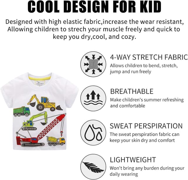 Detalle 2 de Unisex Baby-T-Shirt aus Baumwolle mit süßem Karikatur-Tiermotiv – für 1 bis 7 Jahre