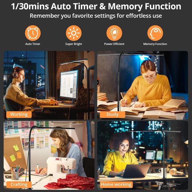 Thumbnail 5 de Woputne Desk Lamp with Clamp 960LM 12W