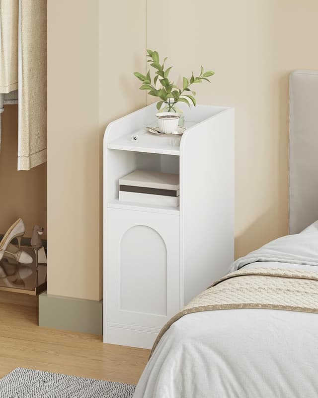 Detalle 2 de Hzuaneri Table de chevet lot de 2 blanc NS00403X (35 x 24 x 60 cm) avec porte réversible