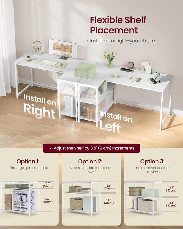 Thumbnail 4 de VASAGLE L Shaped Corner Desk 120x80