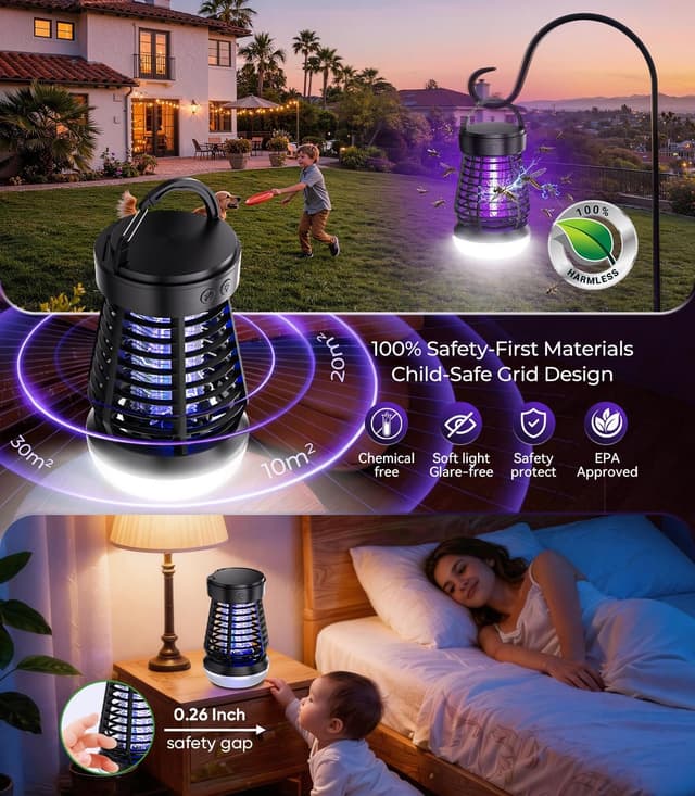 Detalle de 2026 4-in-1 Electric Fly Zapper Upgrade (4 Modes, USB-C Rechargeable) for Indoor & Outdoor Use