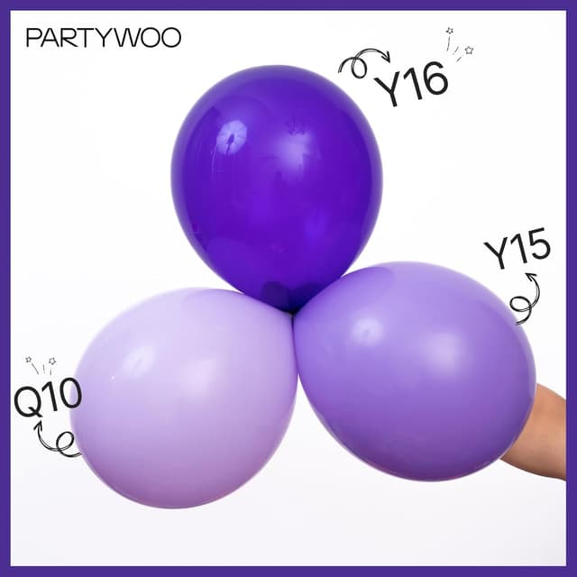 Detalle 1 de PartyWoo Lavender Balloons 120pcs Mixed Sizes Balloon Arch Kit (18, 12, 10 & 5 Inch) — Light Pastel Purple Lilac