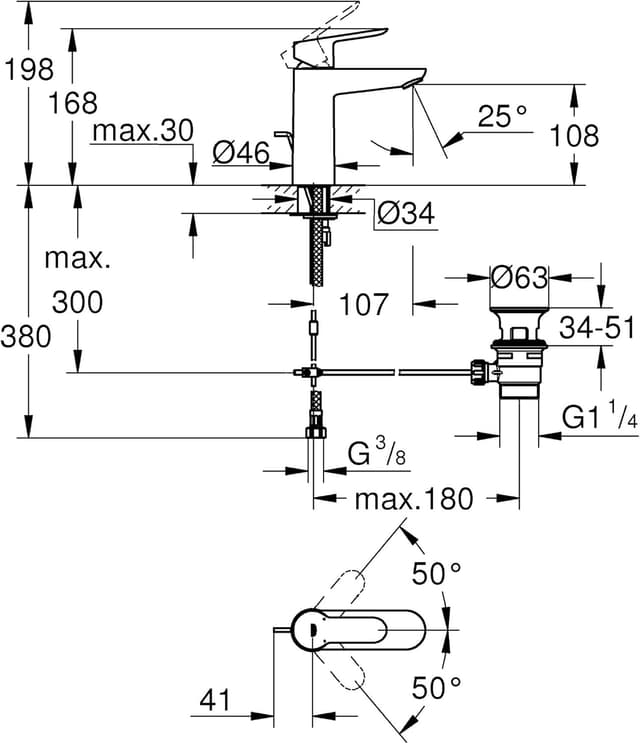 Thumbnail 1 de Grohe BauEdge - Grifo de lavabo cromo, tamaño M 🚰