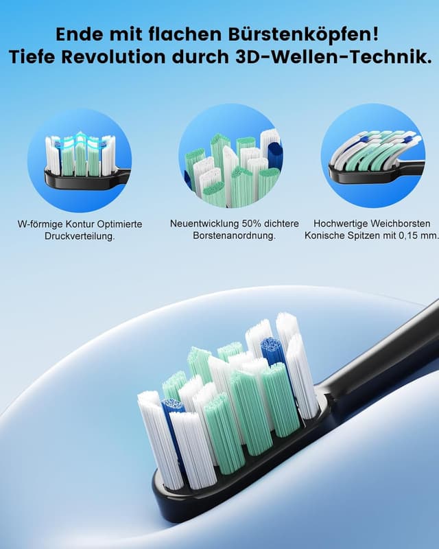 Detalle 2 de Elektrische Schallzahnbürste 5‑Modi mit 8 Bürstenköpfen 🪥