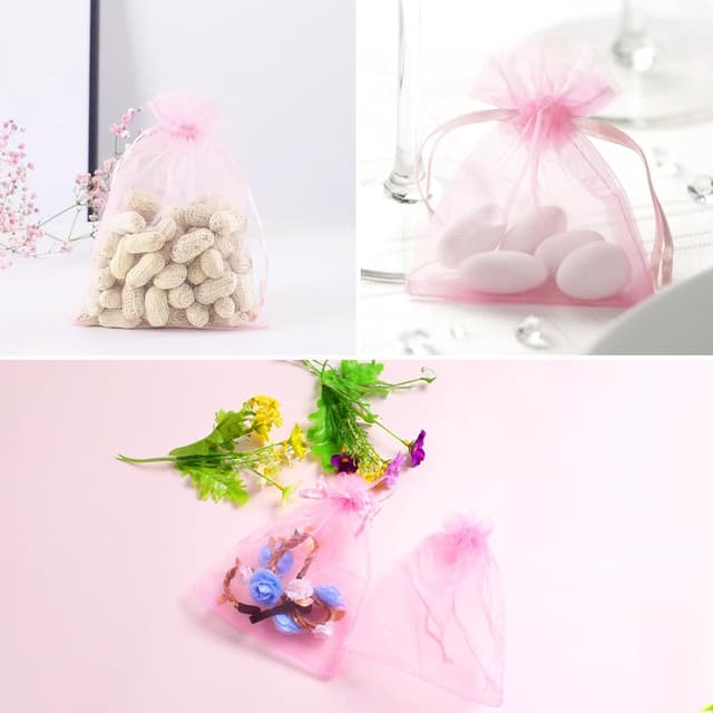 Thumbnail 6 de jijAcraft Groß Organzasäckchen 13 × 18 cm (rosa, 100 Stück) mit Kordelzug – Schmuck- und Geschenkbeutel