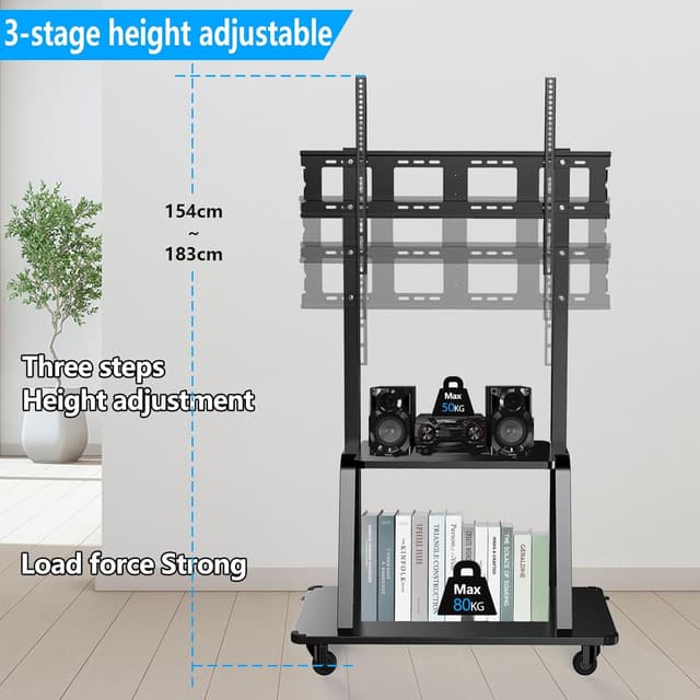 Detalle 1 de JXMTSPW Mobile TV stand 120kg VESA 900x600