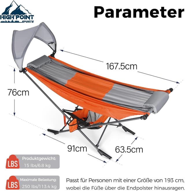 Detalle 2 de Hammock with UV canopy 250 lb load