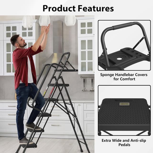 Thumbnail 3 de BONTEC 5-Step Folding Ladder, Heavy Duty 5-step 🪜