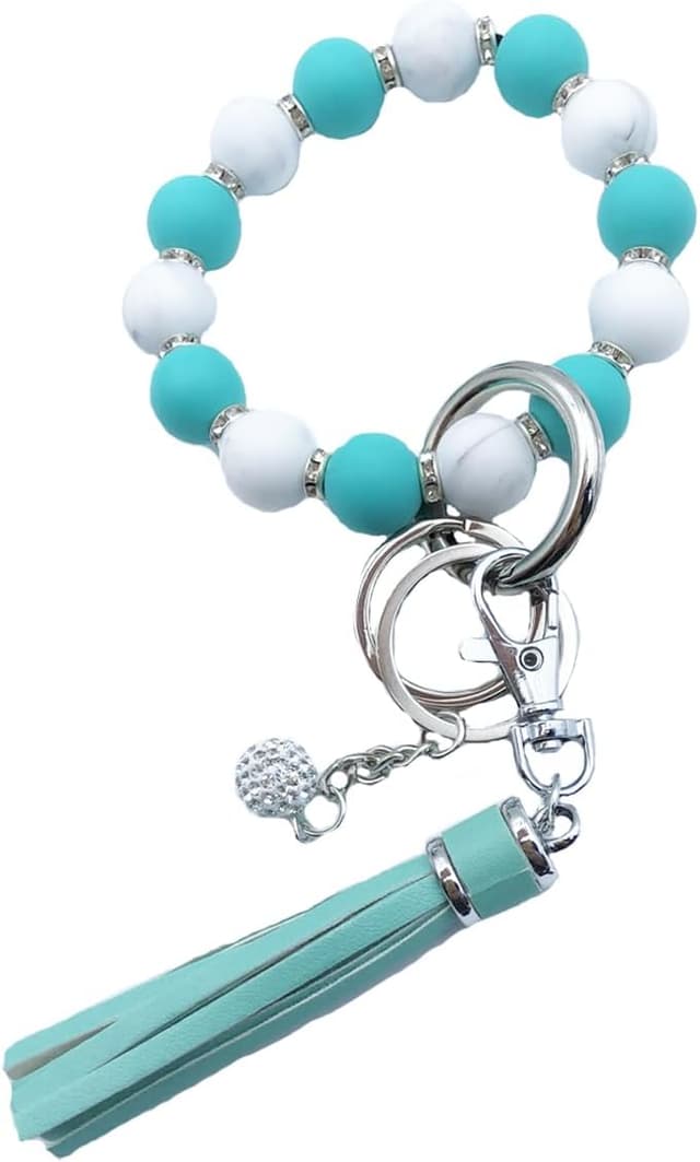 Detalle 2 de Xsclpomddy Schlüsselanhänger-Armband aus Silikonperlen – Schlüsselbund für Frauen