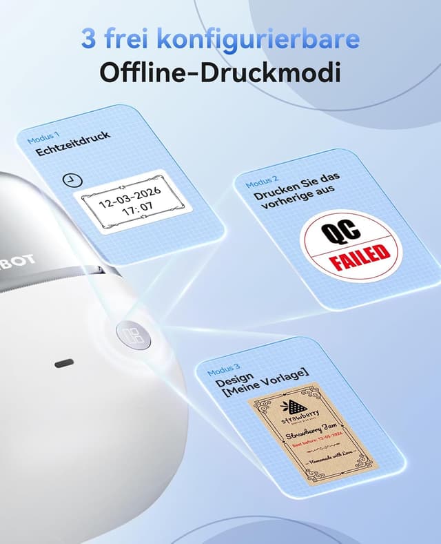 Detalle 2 de NIIMBOT B2 Pro Etikettendrucker mit 300DPI, Bluetooth und wasserfesten selbstklebenden Etiketten (Rot/Schwarz)