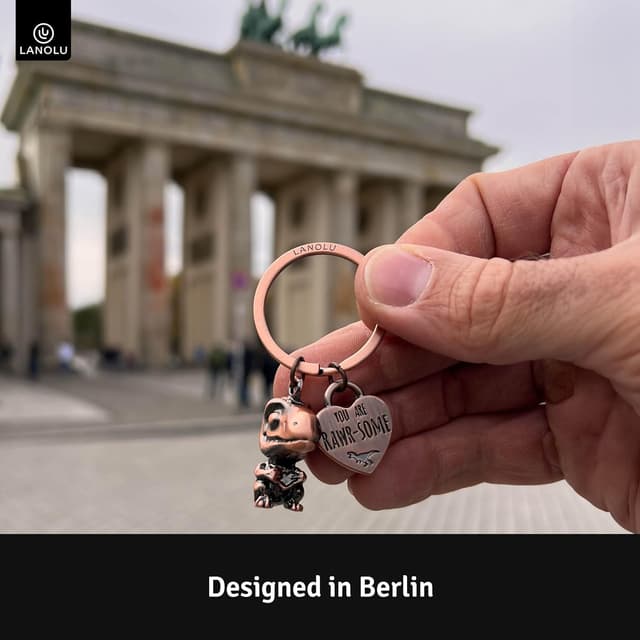 Detalle 2 de LANOLU Schlüsselanhänger „Dinosaurier Mini-Rex“ als Glücksbringer für Paare und beste Freunde