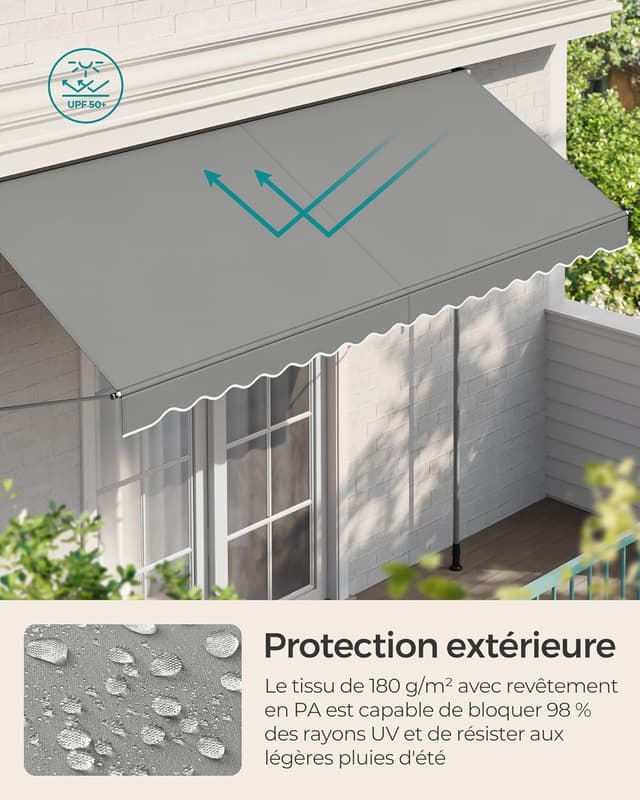 Detalle de SONGMICS store banne rétractable manuel gris GSA352G01 (350 x 180 cm)