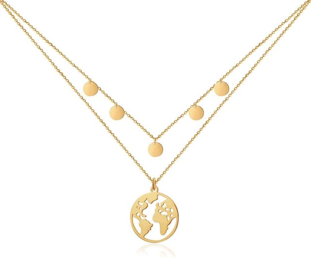 Thumbnail 6 de GD GOOD.designs EST. 2015 collier globe terrestre pour femme réglable en acier inoxydable, pendentif carte du monde