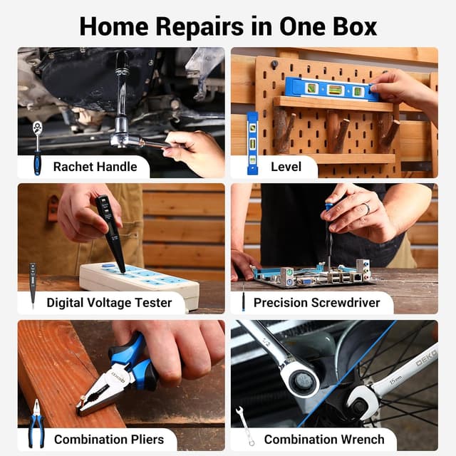 Detalle 2 de DEKO 238-teiliger Werkzeugkoffer mit 12V Akkubohrer und Schublade – DEKO Werkzeugset für Haus, Auto & Heimwerken