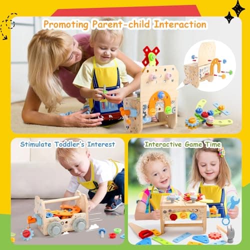 Detalle 2 de Caja Herramientas Infantil Coche de Madera 39 Piezas