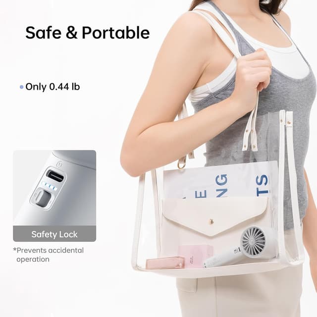 Detalle de JISULIFE Portable Handheld Fan (4000mAh rechargeable) – up to 22 hours runtime, 5 speeds, travel mini fan in Gray