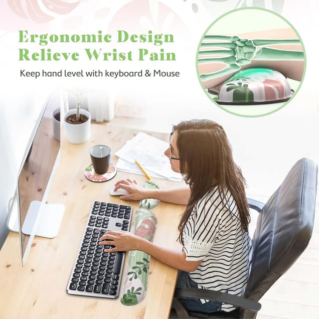 Detalle de Gimars Handballenauflage Tastatur mit Memory-Foam und rutschfester Basis (Morandi Pink)