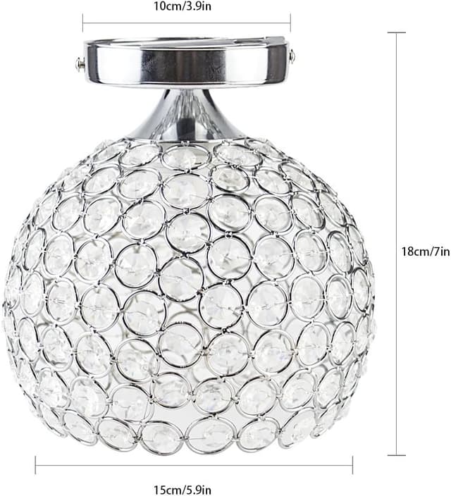 Detalle de DAXGD Lampada da soffitto in cristallo Argento con attacco E27, diametro 18 cm (lampadine escluse)