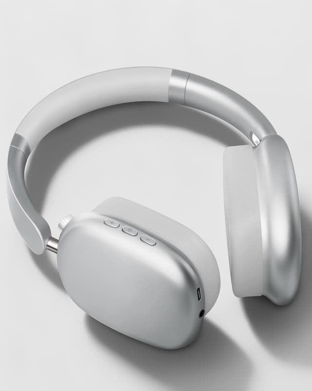 Detalle 2 de Wentronic Y01 Noise-Cancelling Over-Ear-Kopfhörer (Bluetooth 5.3, bis 48 h, faltbar) – mit Mikrofon – Silber