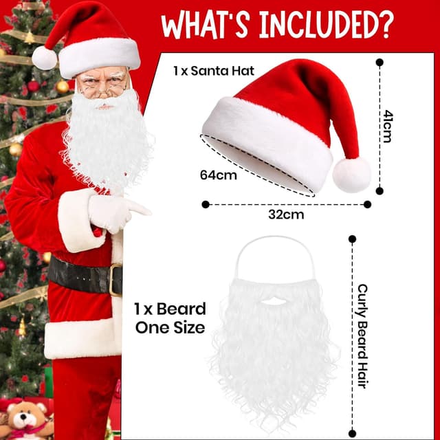 Thumbnail 1 de Tinsel Town 2pc Santa Hat and Beard set 🎅