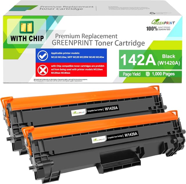 Detalle de GREENPRINT con chip 142A W1420A cartuccia toner compatibile 2 nero (per HP LaserJet serie M110/M139/M140)