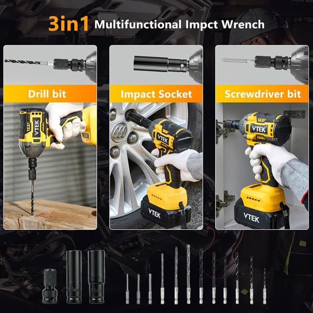 Thumbnail 5 de VTEK Clé à chocs sans balais 1/2 pouce 295 ft‑lbs