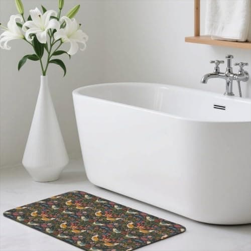 Thumbnail 2 de ENSFTF Strawberry Thief bath mat – absorbent, quick-dry, non-slip bathroom rug