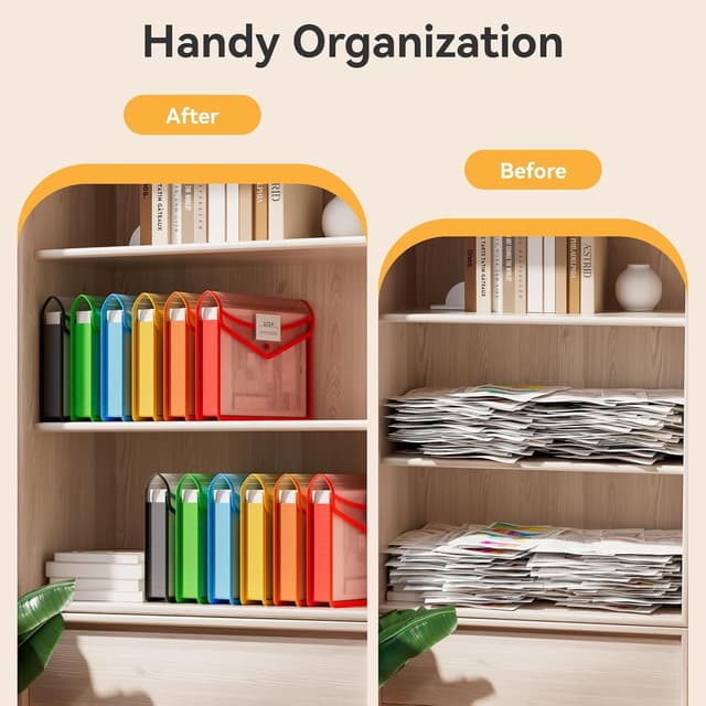 Detalle 2 de ABC life A4 Plastic Wallets (6 pack) with Popper Button Closure – Waterproof Transparent Document Folders