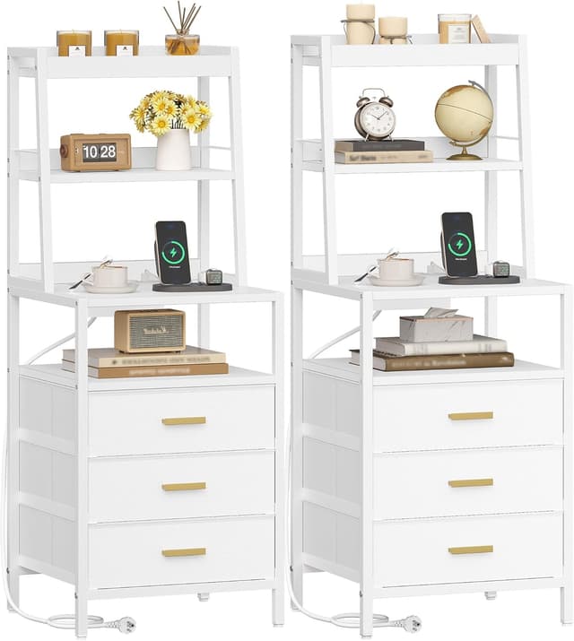 Detalle de Hzuaneri Table de chevet 2 lot, 3 tiroirs