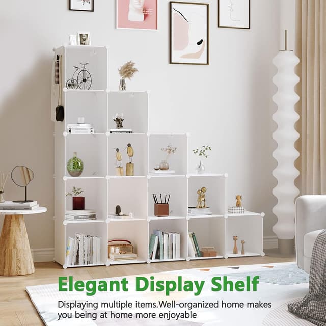 Detalle 2 de C&AHOME organizzatore modulare a cubi in plastica, 16 scomparti Milky