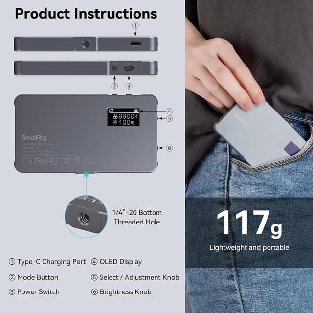 Thumbnail 2 de SMALLRIG P96L RGB Videoleuchte 2500K–8000K