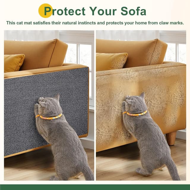 Detalle de Gimars 40×200cm thickened self-adhesive cat scratching mat (DIY cuttable) in grey