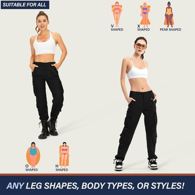 Detalle de Alfiudad Women’s Cargo Pants with Pockets for Hiking, Work & Everyday Wear