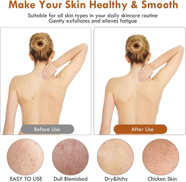Detalle 2 de URAQT Guanto Esfoliante Corpo (2 pezzi) per doccia e bagno, per rimuovere pelle morta e impurità