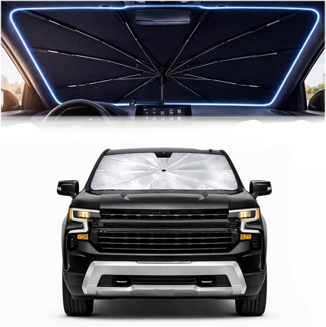 Detalle de BONULI Car Windshield Sun Shade Umbrella (Custom-Fit for Chevrolet Silverado 1500 & GMC Sierra 1500/2500/3500, 2019-2026)