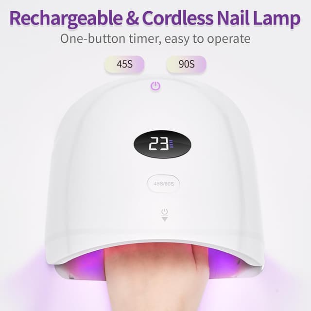 Detalle 2 de LASONAS Cordless UV LED Nail Lamp 48W (24 LEDs, dual 365nm+405nm) with smart sensor and LCD timers