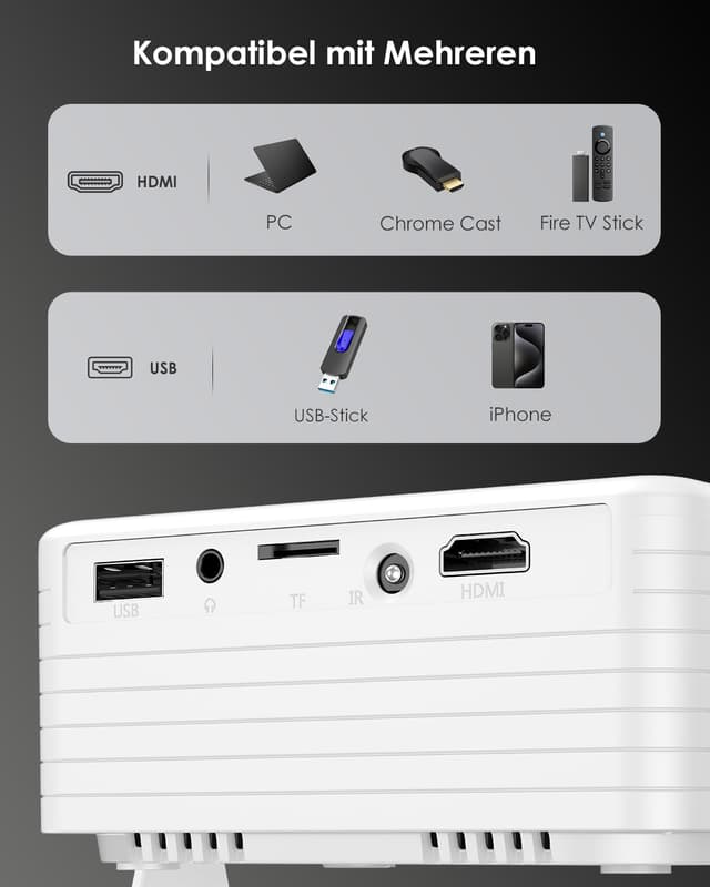 Thumbnail 6 de YOTON Y3 Mini Beamer – tragbarer Projektor mit integriertem Lautsprecher und drehbarem Ständer (grün)