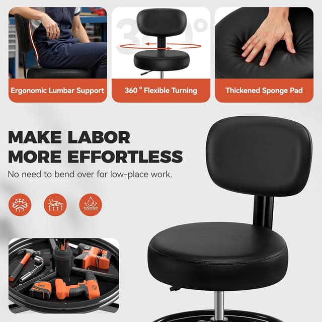 Thumbnail 4 de Shop Stool with Wheels 17.3–23.5"