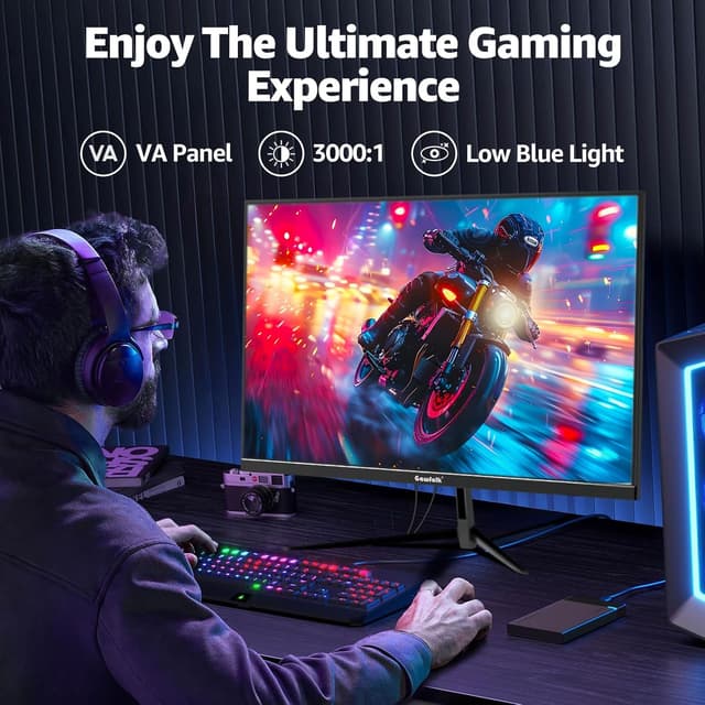 Detalle de Gawfolk 32-Inch Curved Gaming Monitor (180Hz QHD 2560x1440) with FreeSync, DisplayPort & HDMI