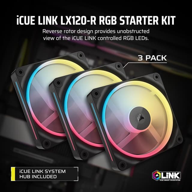 Thumbnail 1 de Corsair iCUE LINK LX120-R RGB 120mm Fans
