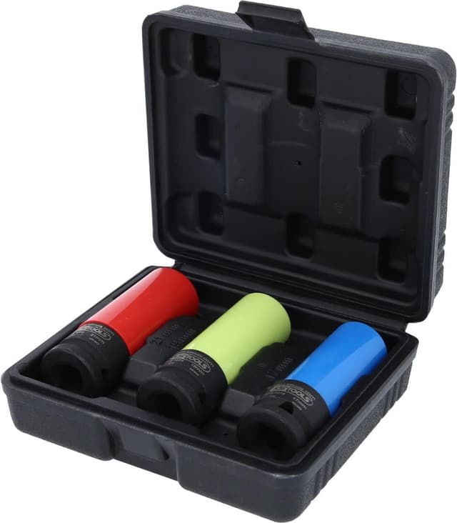 Detalle de KS Tools 515.1070 1/2" Alu-Felgen Kraft-Stecknuss-Satz (3-teilig) für Radmontage und -demontage