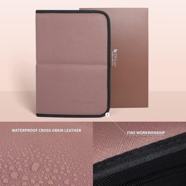 Detalle de DUcare Makeup Brushes Organiser Bag (Portable Cosmetic Case) – Brown, 1 piece